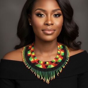 New Beautiful Handmade Colorful Beaded Mexican Collar Necklace